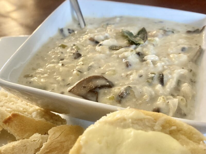 Creamy Chicken, Sage, and Mushroom Soup